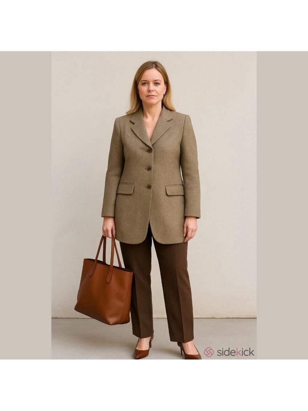 Women's Lord & Taylor Brown & Beige Herringbone Blazer Jacket Size 10